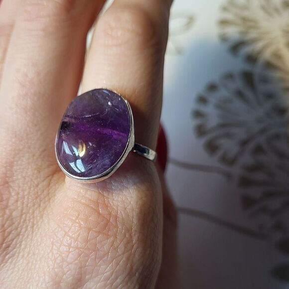 Vintage Jewelry - Wrapped Amethyst Handmade Ring - Size 7.5